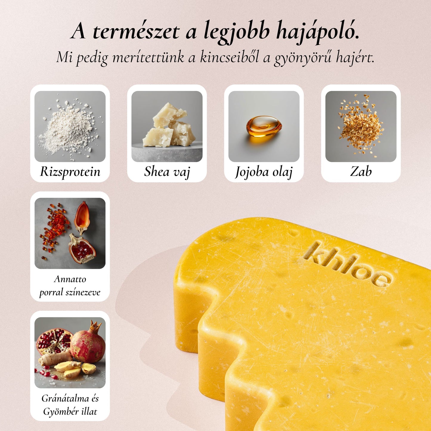 Térfogatnövelő Szilárd Sampon Rizsproteinnel - Khloé ® -