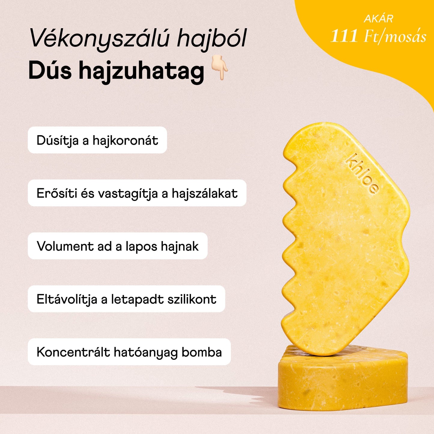Térfogatnövelő Szilárd Sampon Rizsproteinnel - Khloé ® -
