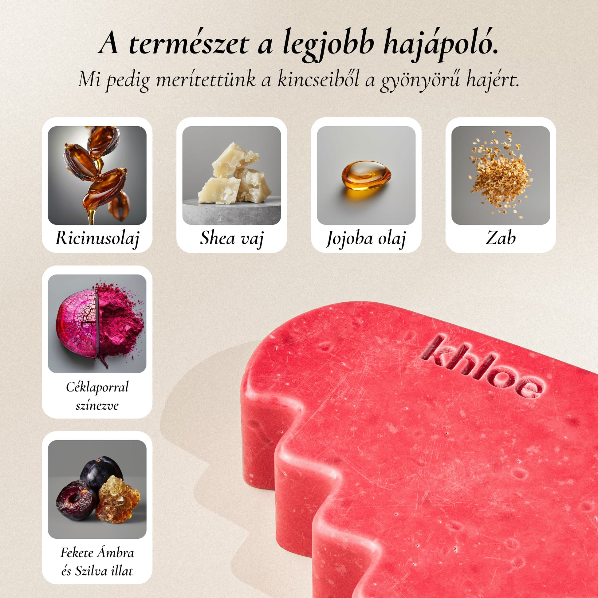 Hajregeneráló Szilárd Sampon Ricinusolajjal - Khloé ® - 